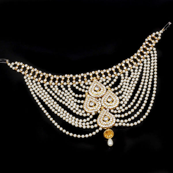 Manisha Jewellery Saree Blouse Back Accessories Jewellery Women Brooch Pin with Kundan and Pearl