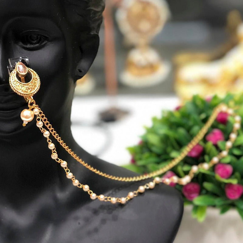 Manisha Jewellery Gold Plated Pota Stone Chain Nose Ring