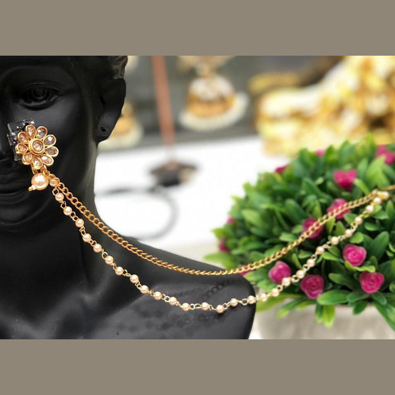 Manisha Jewellery Gold Plated Pota Stone Chain Nose Ring