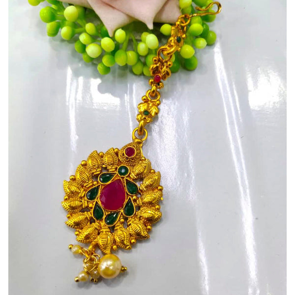 Manisha Jewellery Gold Plated Pota Stone Maang tikka