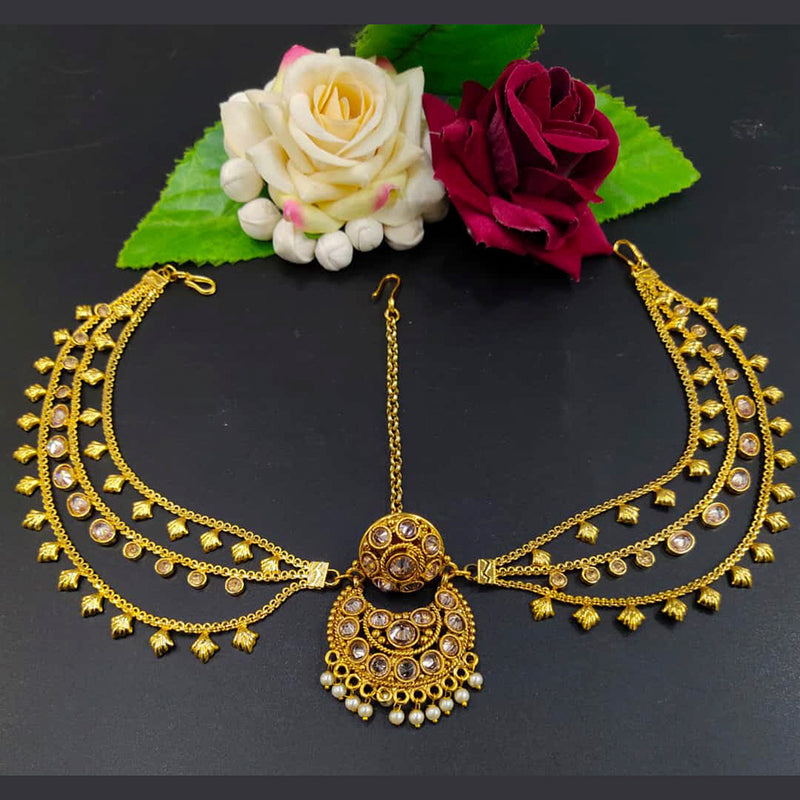 Manisha Jewellery Gold Plated Crystal Stone Maang tikka