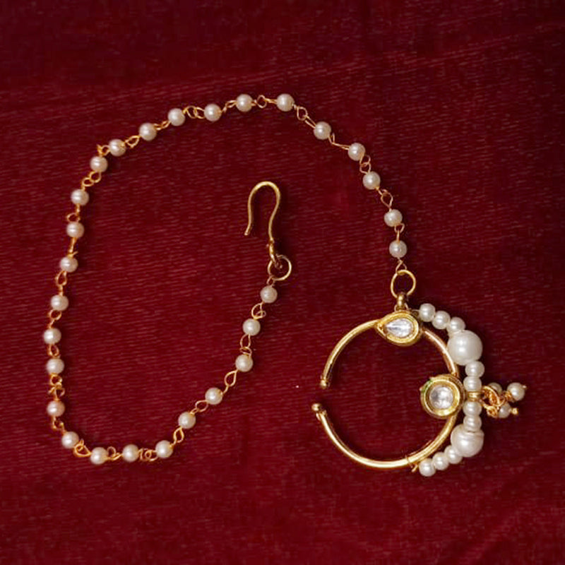 Manisha Jewellery Gold Plated Austrian Stone Chain Nose Ring - MNACC16