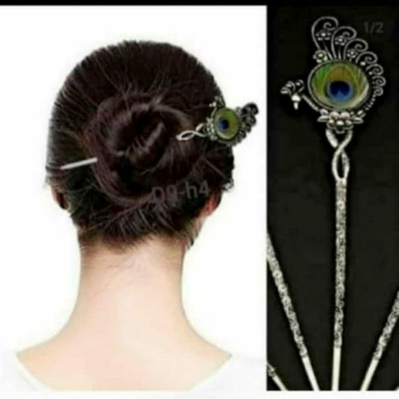Manisha Jewellery Oxidised Silver Peacock Hair Pin for Women