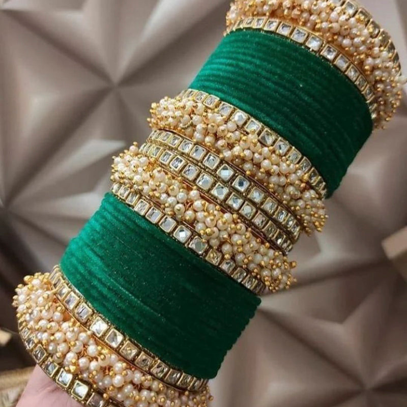 Manisha Jewellery Gold Plated Kundan & Thread Bangles Set