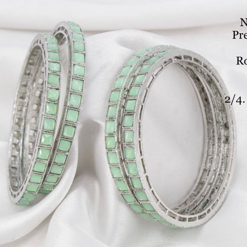 Manisha Jewellery Kundan Stone Silver Plated Bangles Set