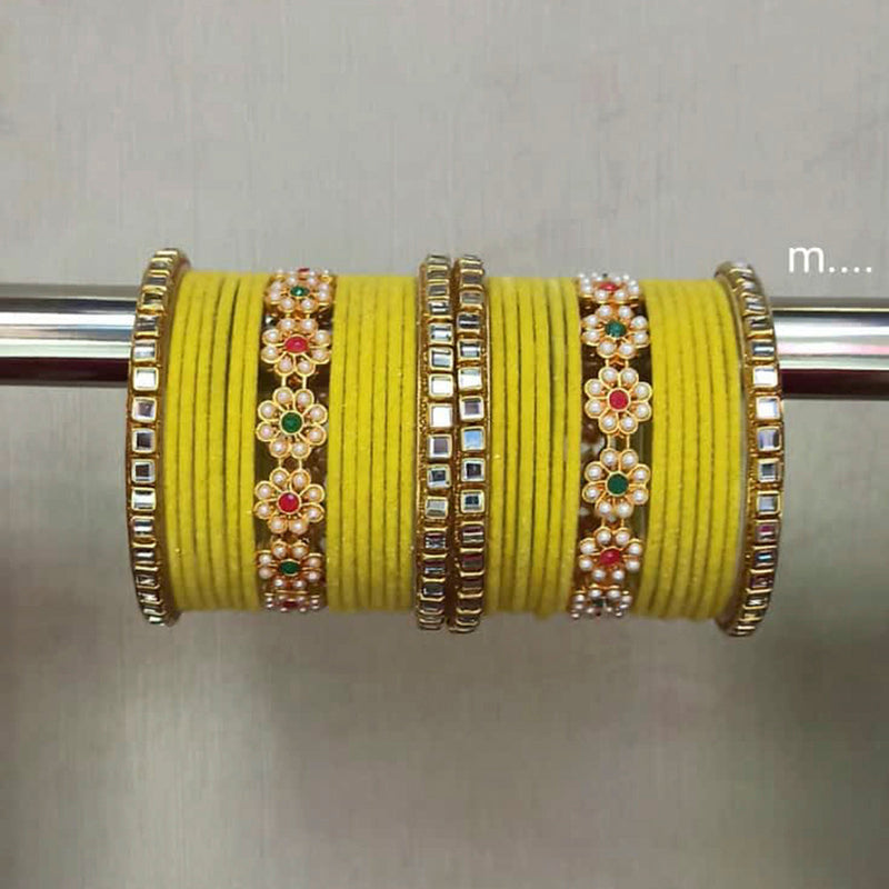 Manisha Jewellery Gold Plated Pota Stone Thread Bangles Set