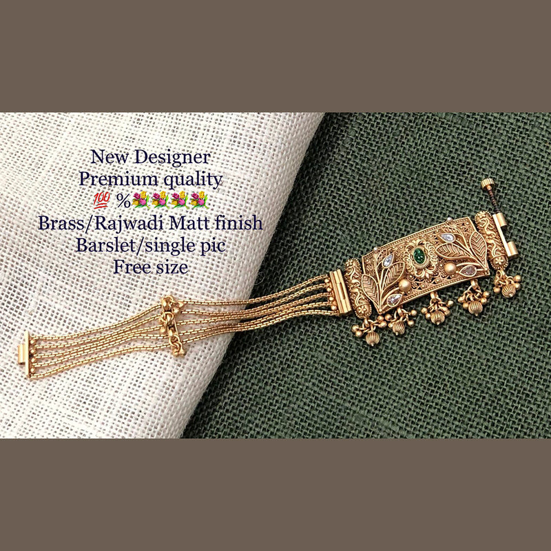 Manisha Jewellery  Kunda Stone Brass Rajwadi Matte Finish Bracelet / Free Size
