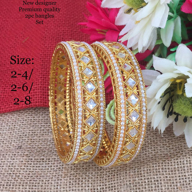 Manisha Jewellery Gold Plated  Pota Stone & Pearl Bangles