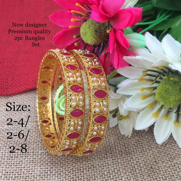 Manisha Jewellery Gold Plated  Pota Stone & Pearl Bangles