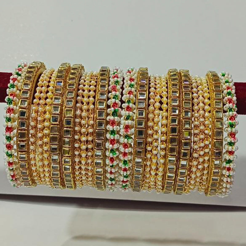 Manisha Jewellery Gold Plated Kundan & Pearl Bangles Set