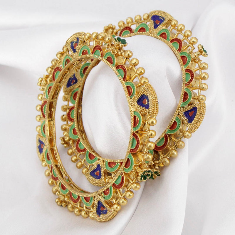Manisha Jewellery Gold Plated Multi Meenakari Bangles