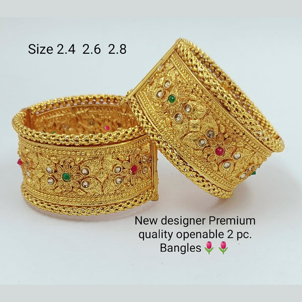 Manisha Jewellery Gold Plated Pink & Green Pota Stone Bangles