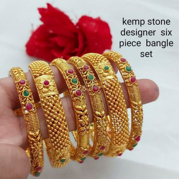 Manisha Jewellery Gold Plated Pota Stone Bangles