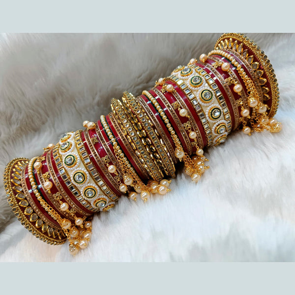 Manisha Jewellery Pearl & Crystal Stone Acrylic Bangles