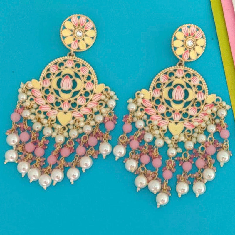 Manisha Jewellery Gold Plated Meenakari & Beads Dangler Earrings