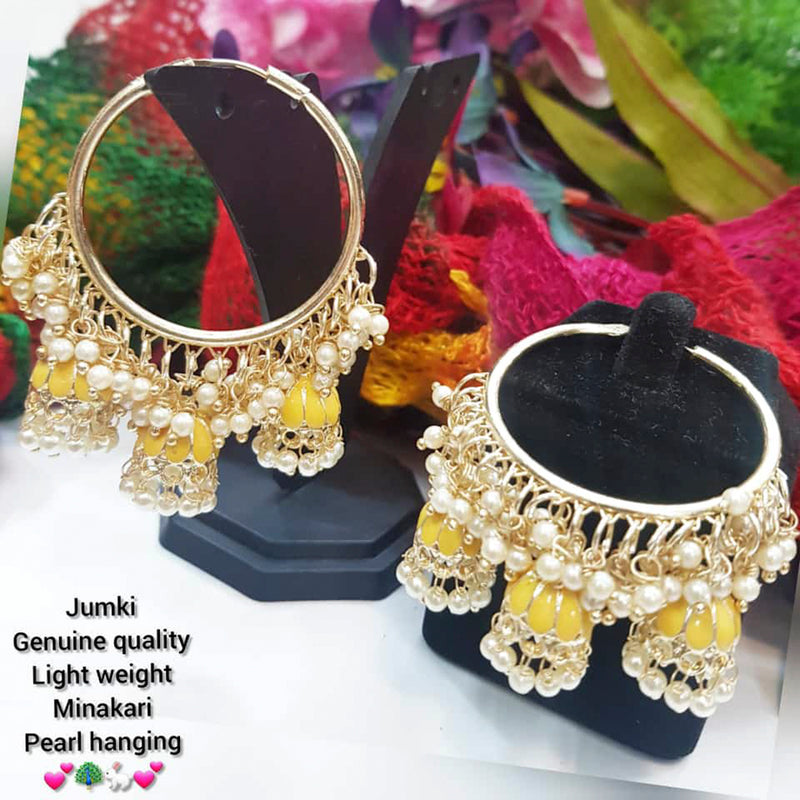 Manisha Jewellery Gold Plated Meenakari & Pearl Dangler Earrings