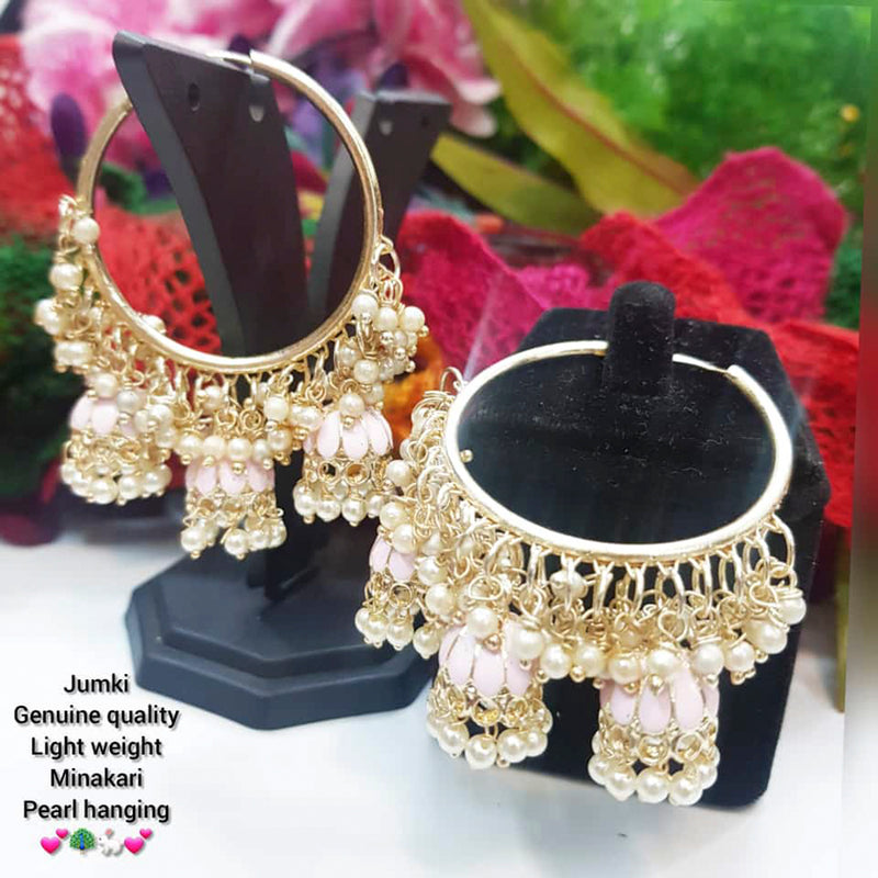 Manisha Jewellery Gold Plated Meenakari & Pearl Dangler Earrings