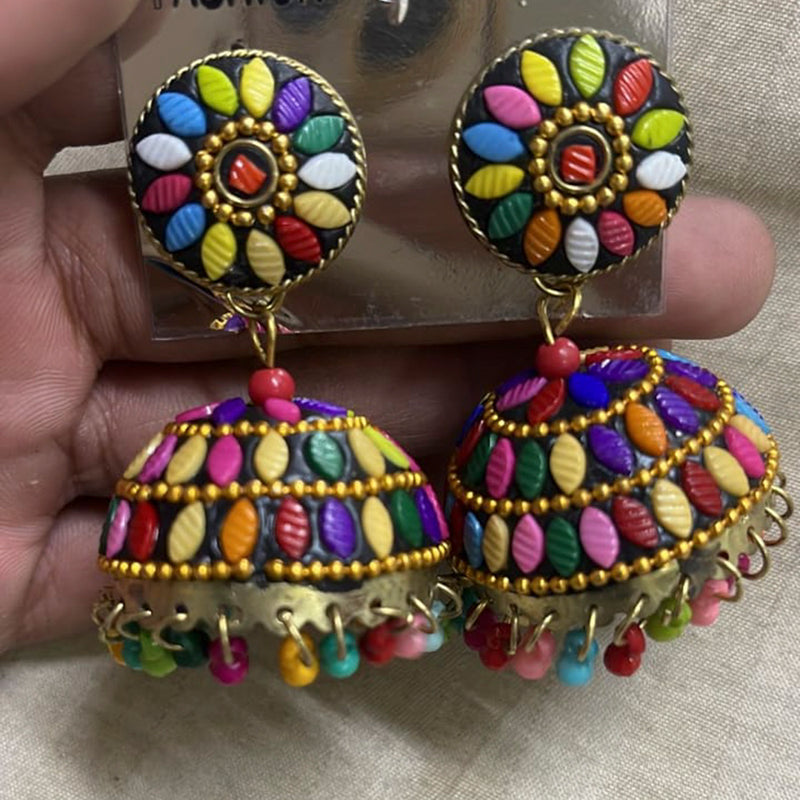 Manisha Jewellery Gold Plated Multi Color Jhumkis Earrings