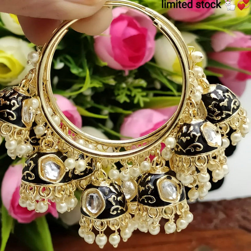 Manisha Jewellery Gold Plated Meenakari & Kundan Stone Jhumki Earrings