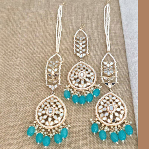 Bhavi Jewels Mirror  Kanchain Earrings With Mangtikka