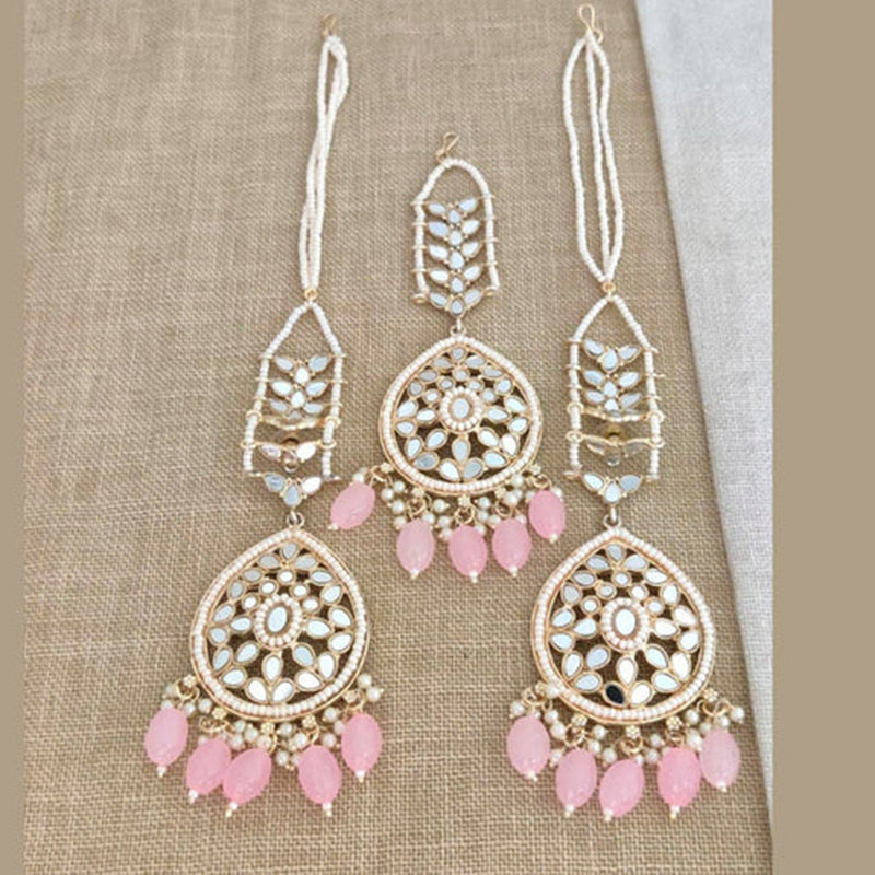 Bhavi Jewels Mirror  Kanchain Earrings With Mangtikka