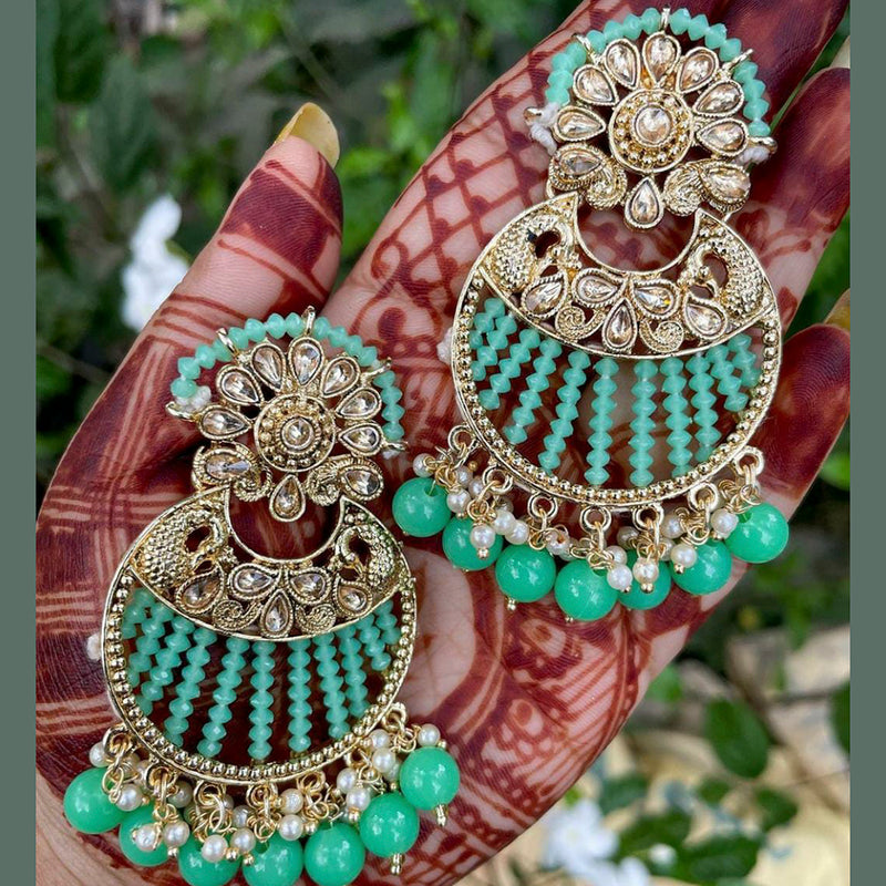 Manisha Jewellery Gold Plated Kundan Stone & Beads Dangler Earrings