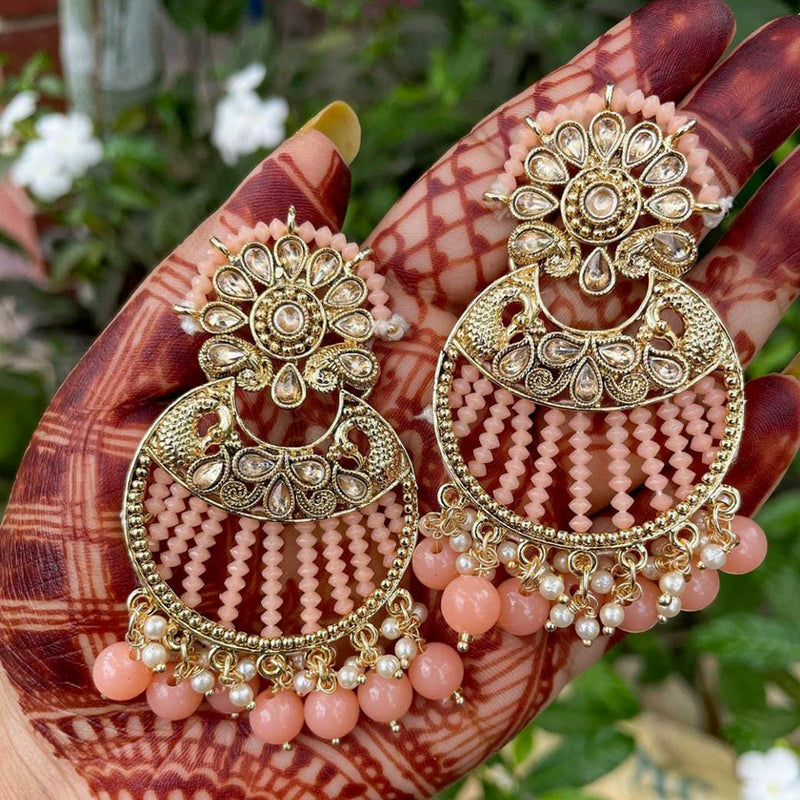 Manisha Jewellery Gold Plated Kundan Stone & Beads Dangler Earrings