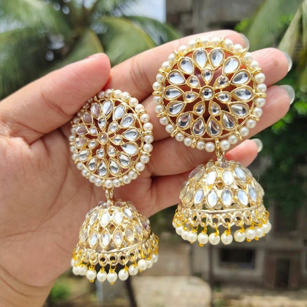 Manisha Jewellery Gold Plated Kundan Stone & Pearl Jhumki Earrings