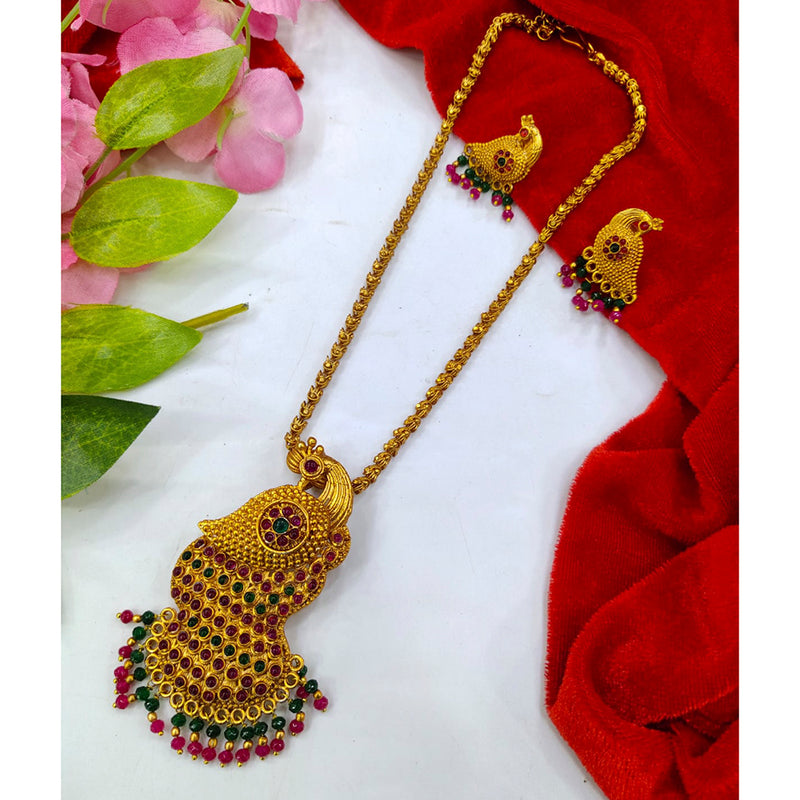 Manisha Jewellery Gold Plated Pota Stone Peacock Necklace Set