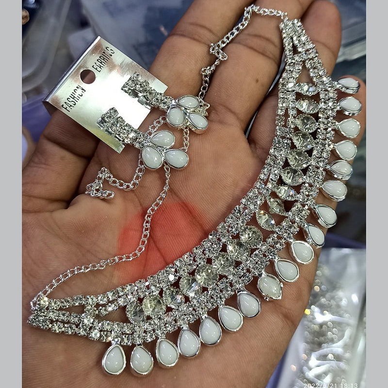 Manisha Jewellery Silver Plated Austrian Stone Necklace Set