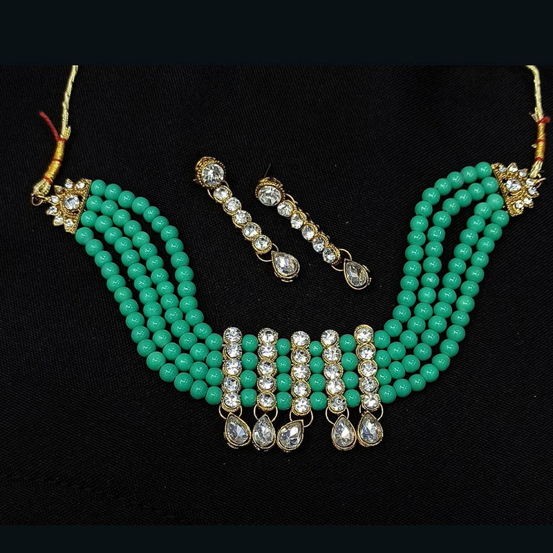 Manisha Jewellery Gold Plated Austrian Stone & Beads Choker Necklace Set