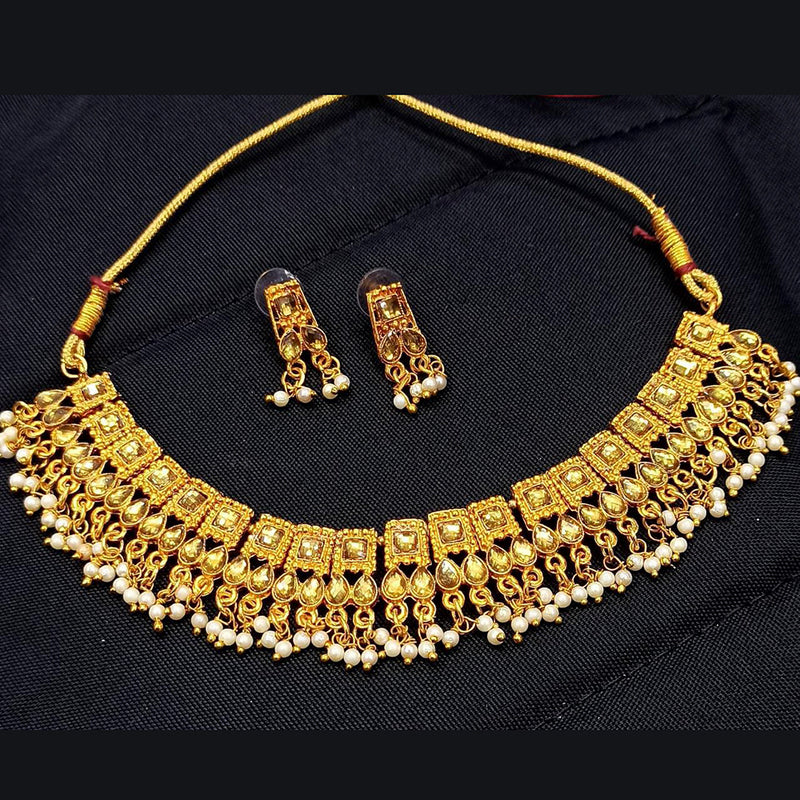 Manisha Jewellery Kundan Stone Gold Plated Choker Necklace Set