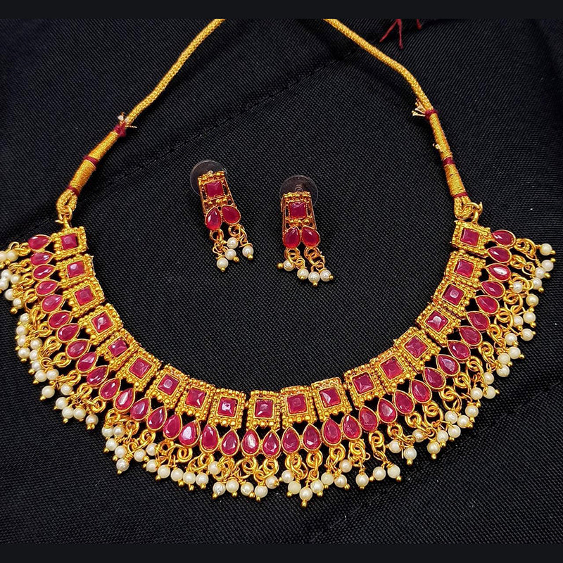 Manisha Jewellery Kundan Stone Gold Plated Choker Necklace Set