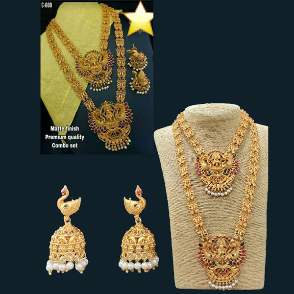 Manisha Jewellery Gold Plated Pink & Green Pota Stone Bridal Jewellery Set