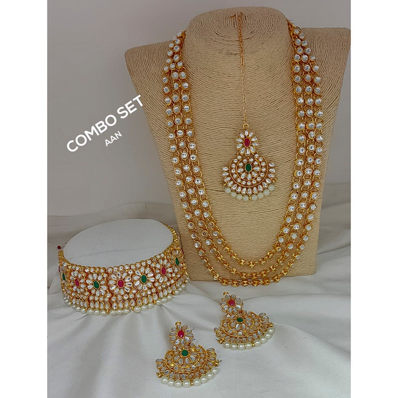 Manisha Jewellery Gold Plated Kundan And Pearl Bridal Set