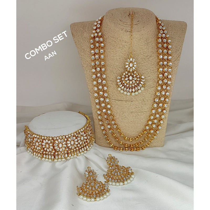 Manisha Jewellery Gold Plated Kundan And Pearl Bridal Set