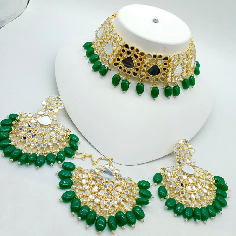 Manisha Jewellery Gold Plated Beads Mirror Necklace Set