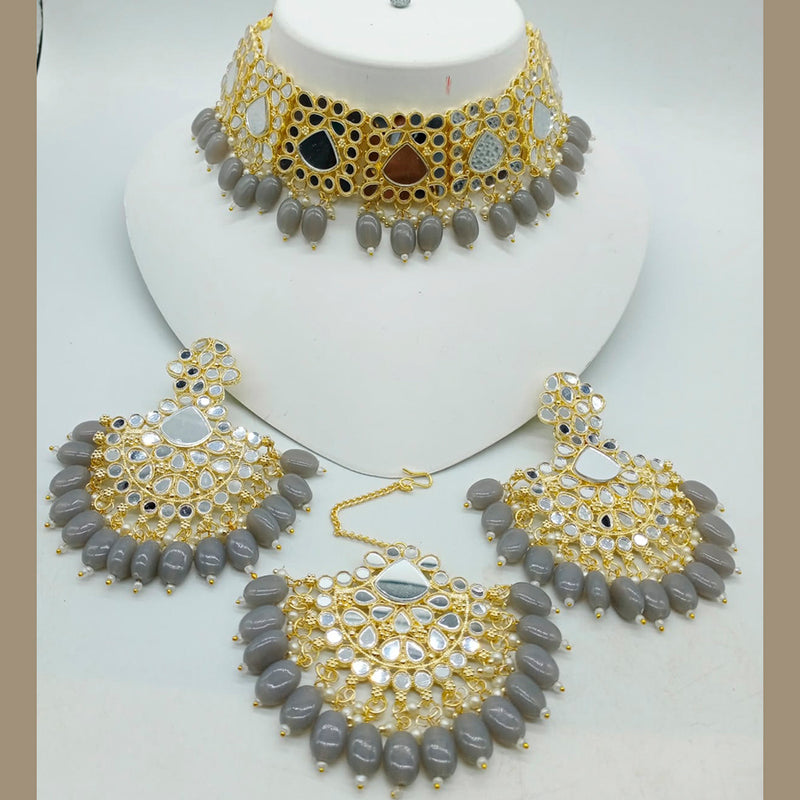 Manisha Jewellery Gold Plated Beads Mirror Necklace Set
