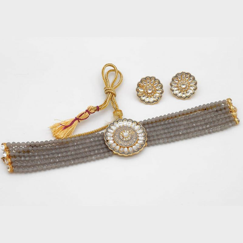 Manisha Jewellery Gold Plated Beads And Kundan Stone Necklace Set