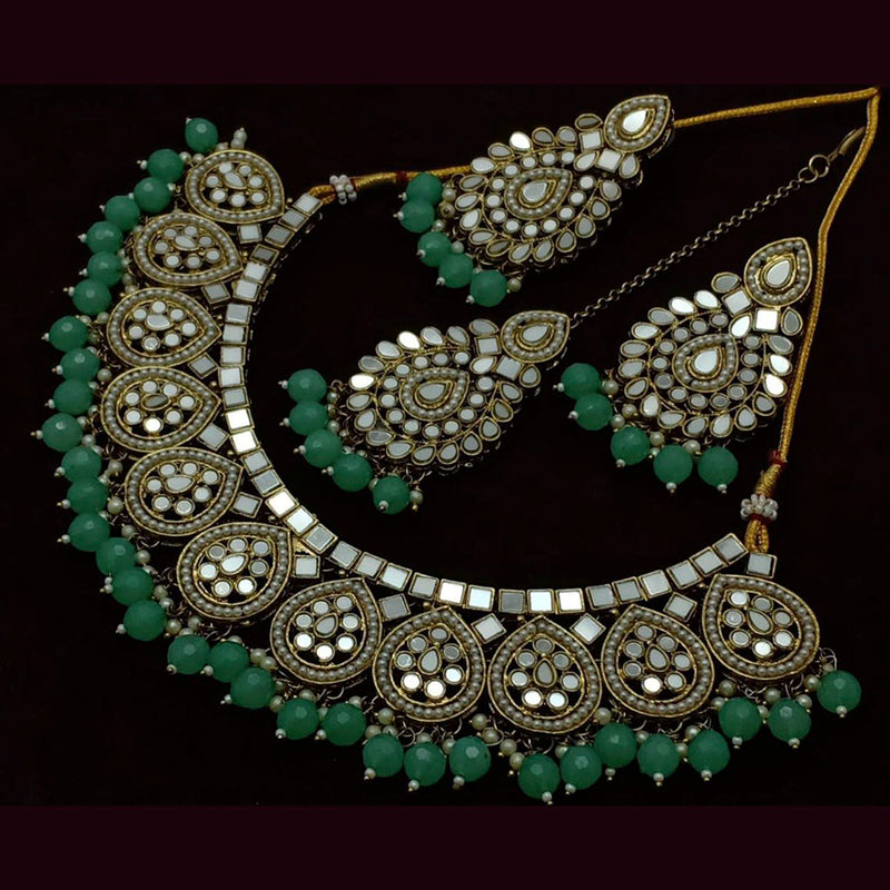 Manisha Jewellery Gold Plated Beads & Pearl Mirror Necklace Set