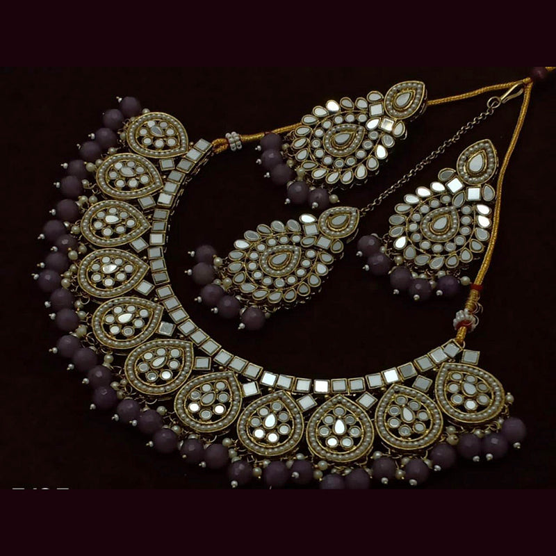 Manisha Jewellery Gold Plated Beads & Pearl Mirror Necklace Set