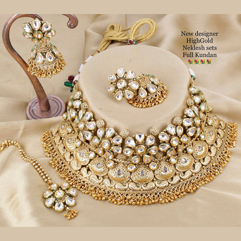 Manisha Jewellery Copper Pota & Kundan Stone Necklace Set