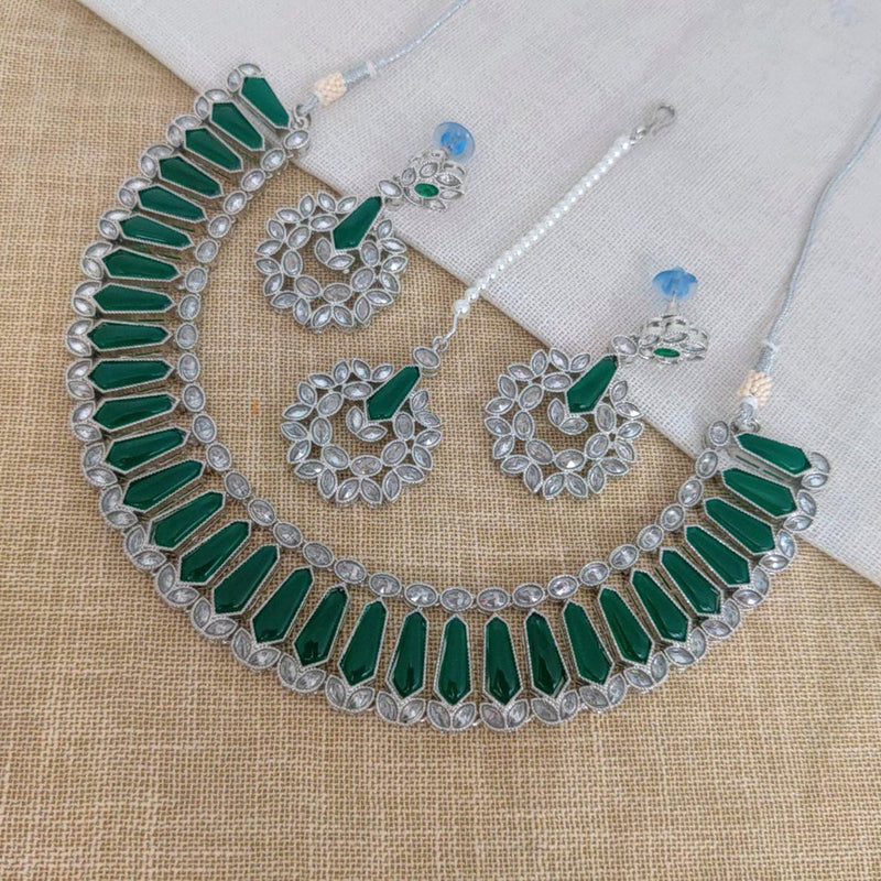 Manisha Jewellery Silver Plated Crystal & Kundan Necklace Set