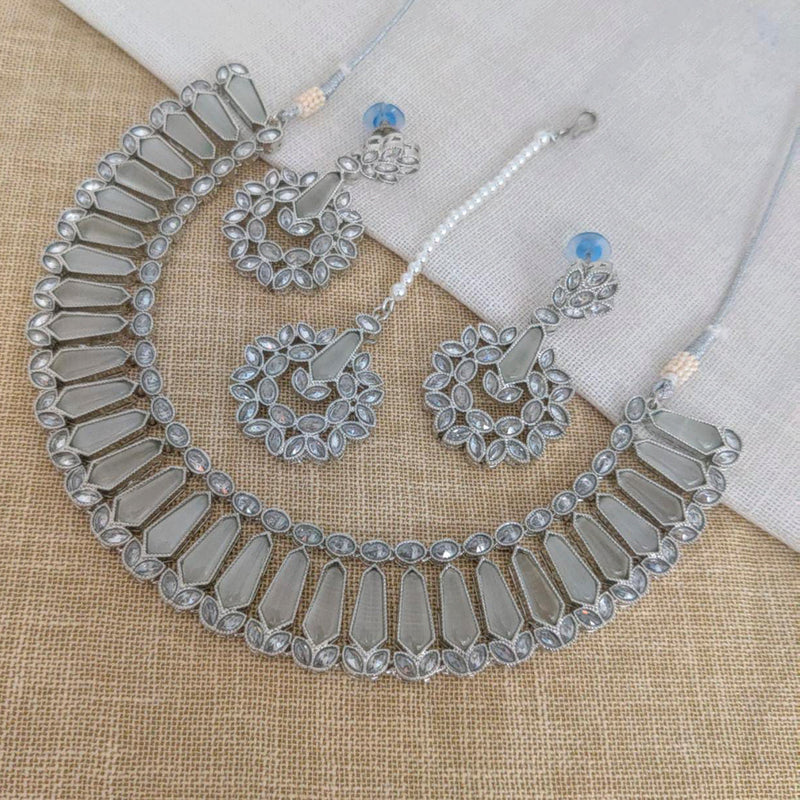 Manisha Jewellery Silver Plated Crystal & Kundan Necklace Set