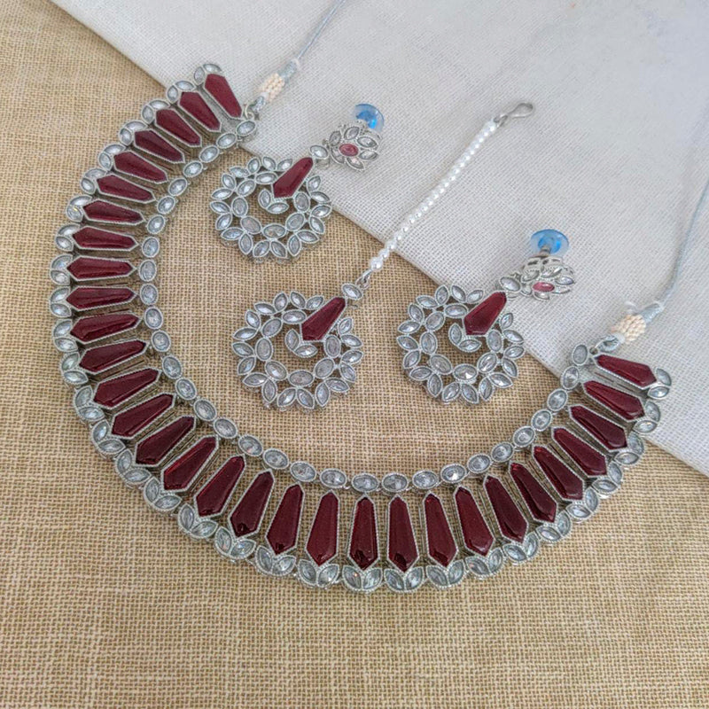 Manisha Jewellery Silver Plated Crystal & Kundan Necklace Set