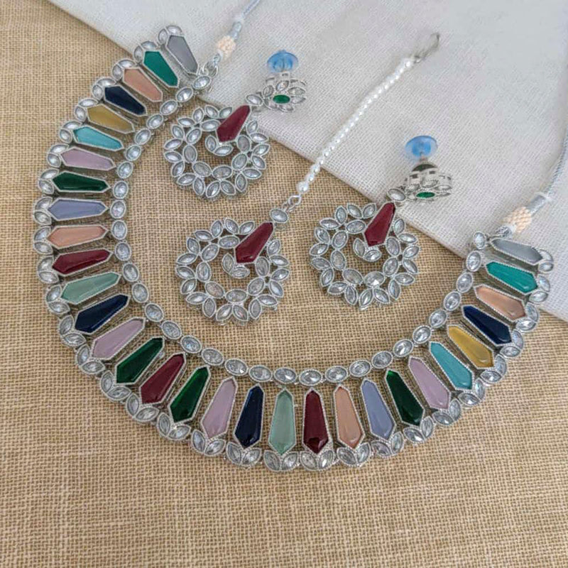 Manisha Jewellery Silver Plated Crystal & Kundan Necklace Set