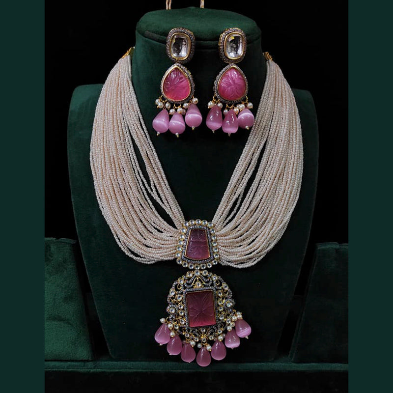 Manisha Jewellery Gold Plated Austrian Stone & Kundan & Beads Necklace Set