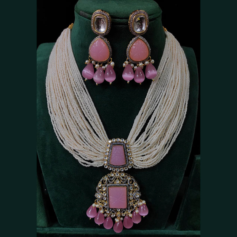 Manisha Jewellery Gold Plated Austrian Stone & Kundan & Beads Necklace Set