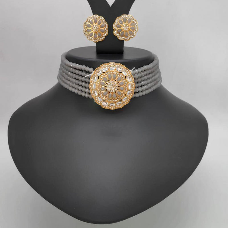 Manisha Jewellery Gold Plated Austrian & Kundan Stone & Beads Choker Necklace Set