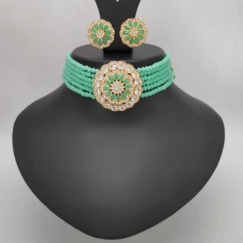 Manisha Jewellery Gold Plated Austrian & Kundan Stone & Beads Choker Necklace Set